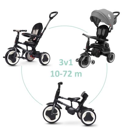 QPlay - 3-in-1 kinderdriewieler RITO EVA PLUS grijs