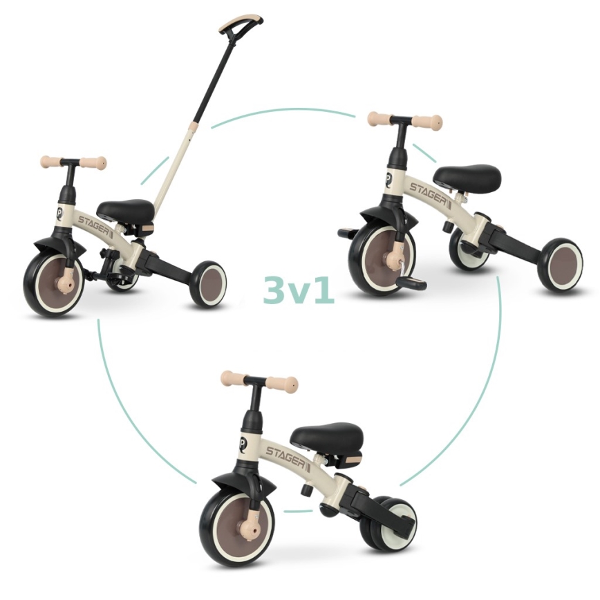 QPlay - 3-in-1 kinderdriewieler STAGER beige