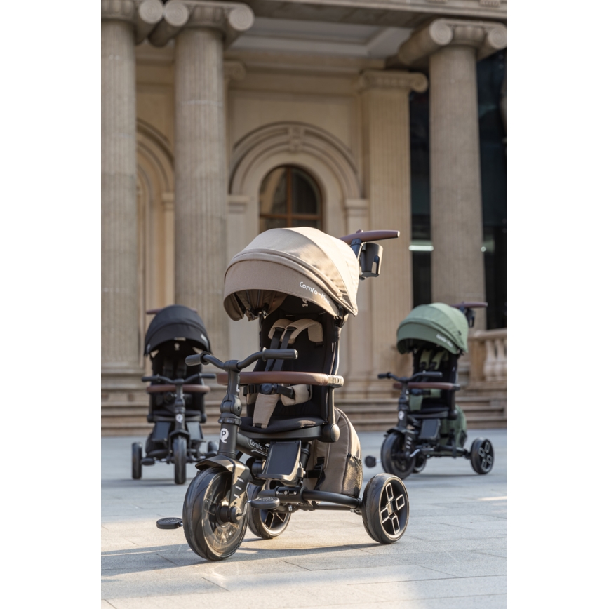 QPlay - COMFO MAX 8-in-1 kinderdriewieler, bruin