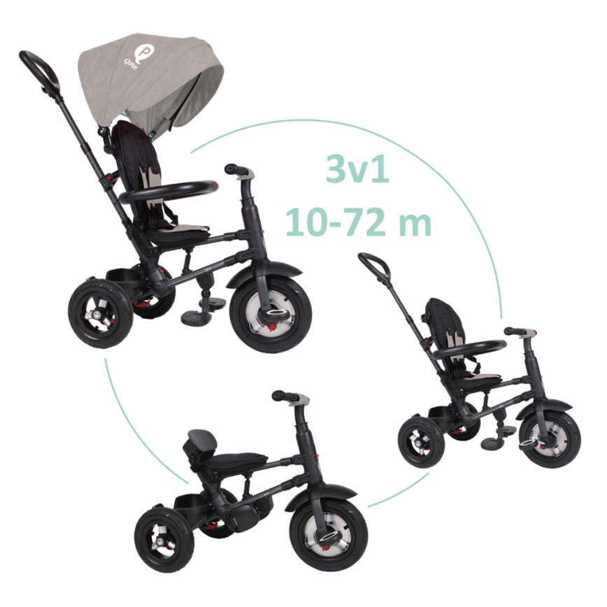 QPlay - Driewieler voor kinderen 3in1 RITO AIR grijs