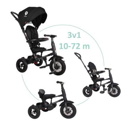 QPlay - Driewieler voor kinderen 3in1 RITO AIR zwart
