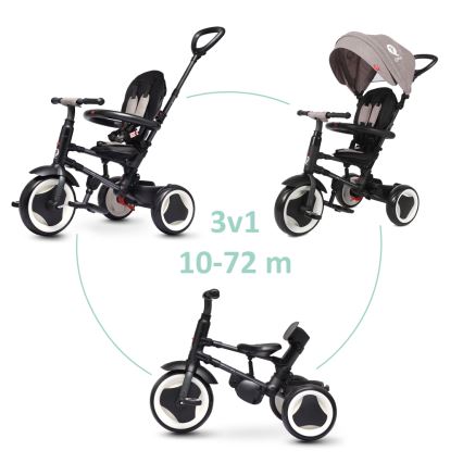 QPlay - Driewieler voor kinderen 3in1 RITO EVO grijs