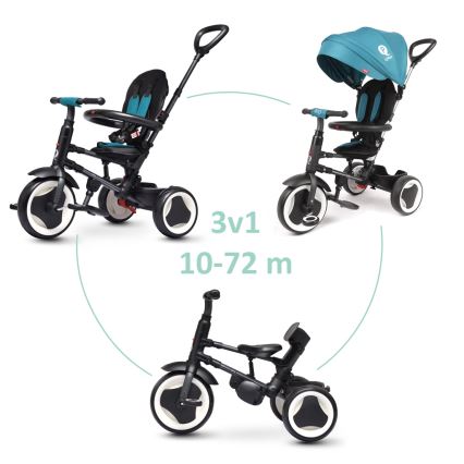 QPlay - Driewieler voor kinderen 3in1 RITO EVO turquoise