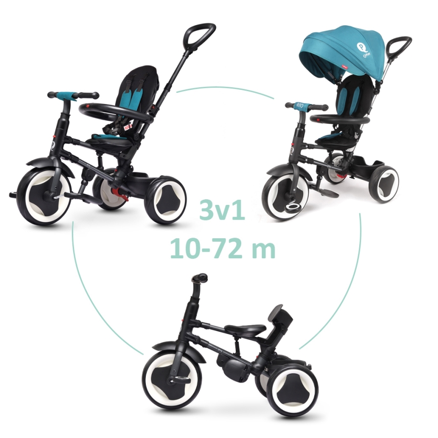 QPlay - Driewieler voor kinderen 3in1 RITO EVO turquoise