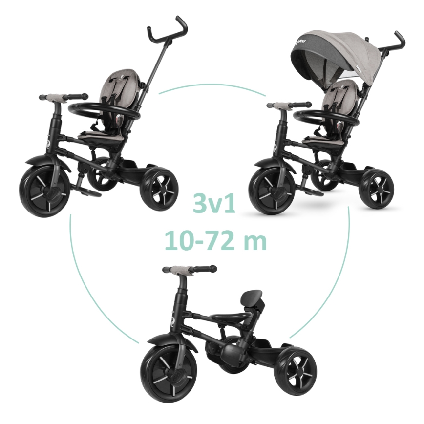 QPlay - Driewieler voor kinderen 3in1 RITO STAR lichtgrijs
