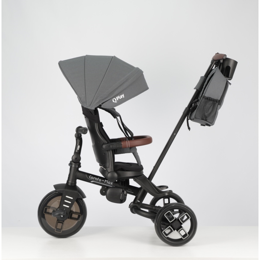 QPlay - Kinderdriewieler 8-in-1 COMFO MAX grijs