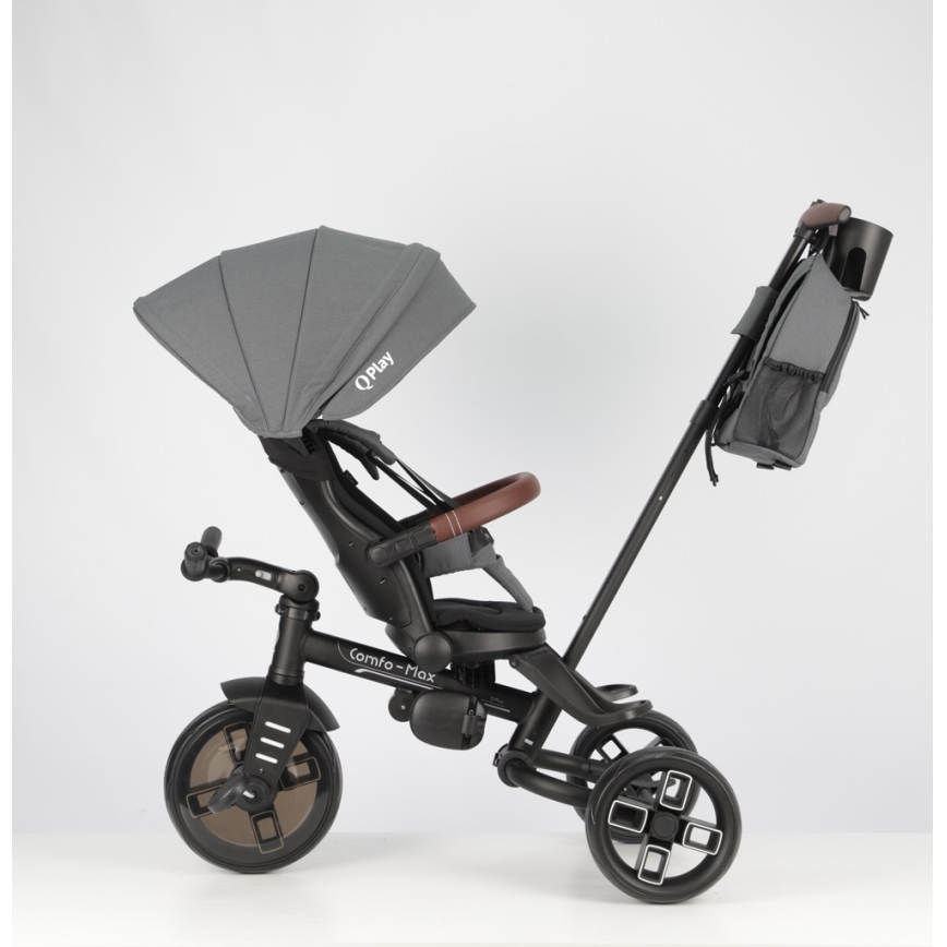 QPlay - Kinderdriewieler 8-in-1 COMFO MAX grijs