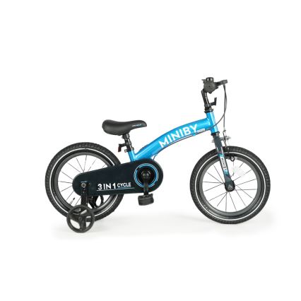 QPlay - Kinderfiets 14" MINIBY 3in1 blauw