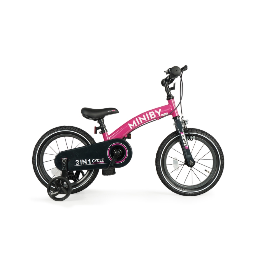QPlay - Kinderfiets 14" MINIBY 3in1 roze