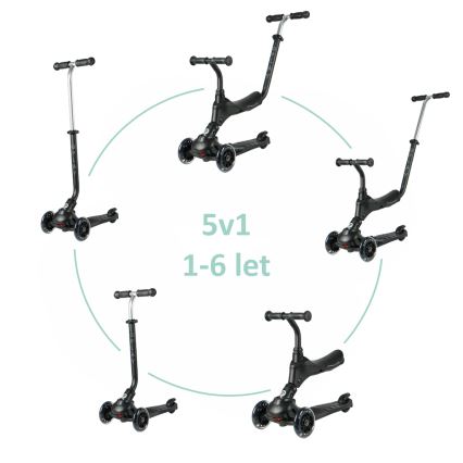 QPlay - Kinderstep 5-in-1 SEMA PRO met LED-wielen, zwart