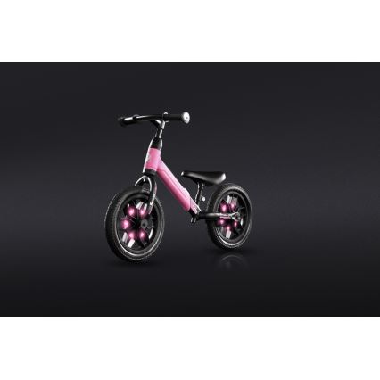 QPlay - Loopfiets met LED lichten op wielen SPARK roze