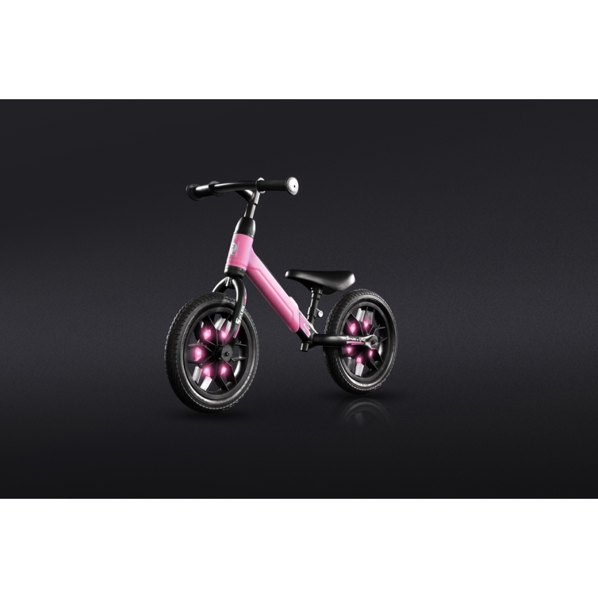 QPlay - Loopfiets met LED lichten op wielen SPARK roze