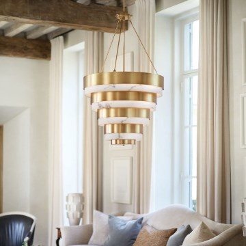 Quintiesse - Hanglamp met stang ECHELON 8xE14/40W/230V goudkleurig