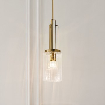 Quintiesse - Hanglamp met stang KIMROSE 1xE27/60W/230V Ø 17,8 cm goudkleurig