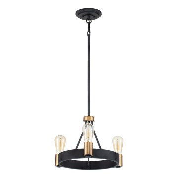 Quintiesse - Hanglamp met stang SILAS 3xE27/60W/230V Ø 42,2 cm zwart/goud