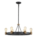Quintiesse - Hanglamp met stang SILAS 6xE27/60W/230V Ø 72,3 cm zwart/goud