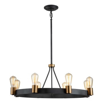 Quintiesse - Hanglamp SILAS op staaf 8xE27/60W/230V Ø 82,9 cm zwart/goud