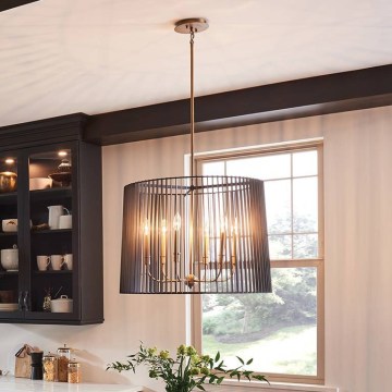 Quintiesse - Kroonluchter aan stang LINARA 6xE14/60W/230V Ø 66 cm zwart/goud