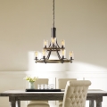 Quintiesse - Kroonluchter met kettingophanging ANGELO 9xE27/60W/230V, eikendecor