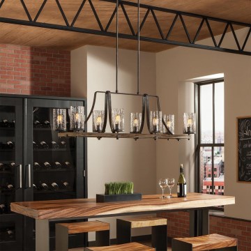 Quintiesse - Kroonluchter met stang ANGELO 8xE27/60W/230V eiken decor