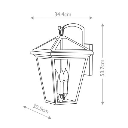 Quintiesse - Buitenwandlamp ALFORD L 3xE14/40W/230V IP44 zwart
