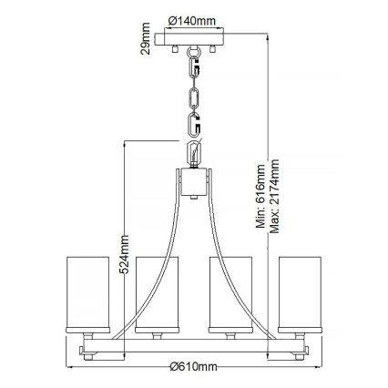 Quintiesse - Kroonluchter aan ketting ANGELO 5xE27/60W/230V eiken decor