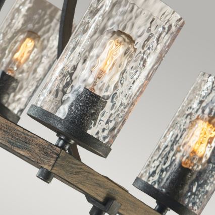 Quintiesse - Kroonluchter met stang ANGELO 8xE27/60W/230V eiken decor