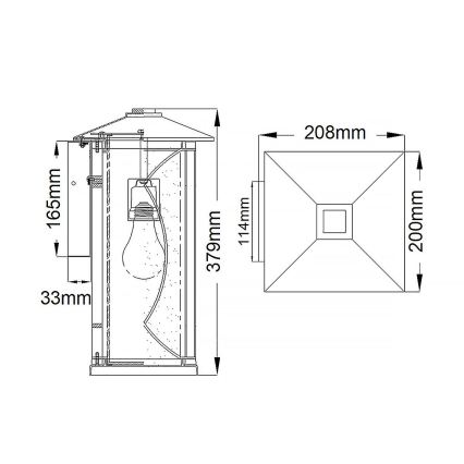 Quintiesse - Buitenwandlamp ASHBERN M 1xE27/60W/230V IP44 zwart
