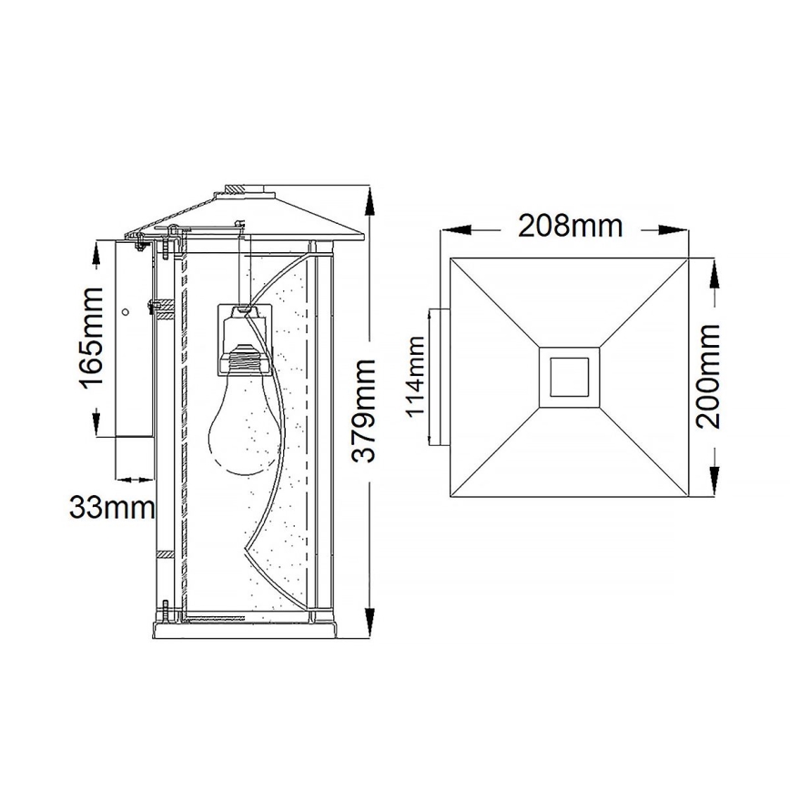Quintiesse - Buitenwandlamp ASHBERN M 1xE27/60W/230V IP44 zwart