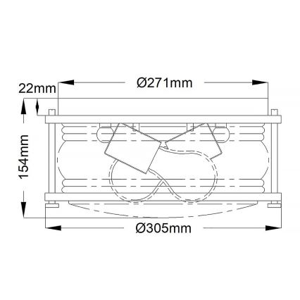 Quintiesse - Plafondlamp voor badkamer ASHLAND 2xE27/60W/230V Ø 30,5 cm IP44 glanzend chroom