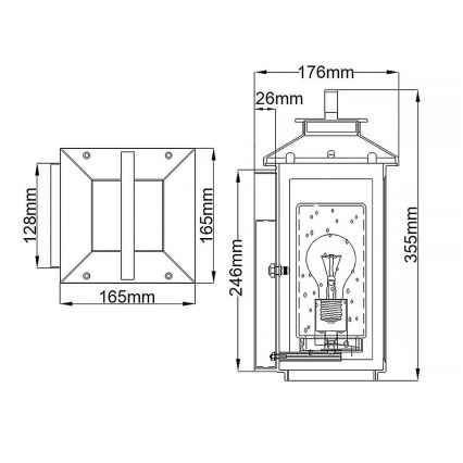 Quintiesse - Buitenmuurlamp ATWATER S 1xE27/60W/230V IP44 goudkleurig