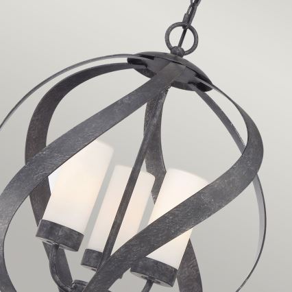 Quintiesse - Buitenhanglamp aan ketting BLACKSMITH 3xE14/40W/230V Ø 40,7 cm IP44 zwart