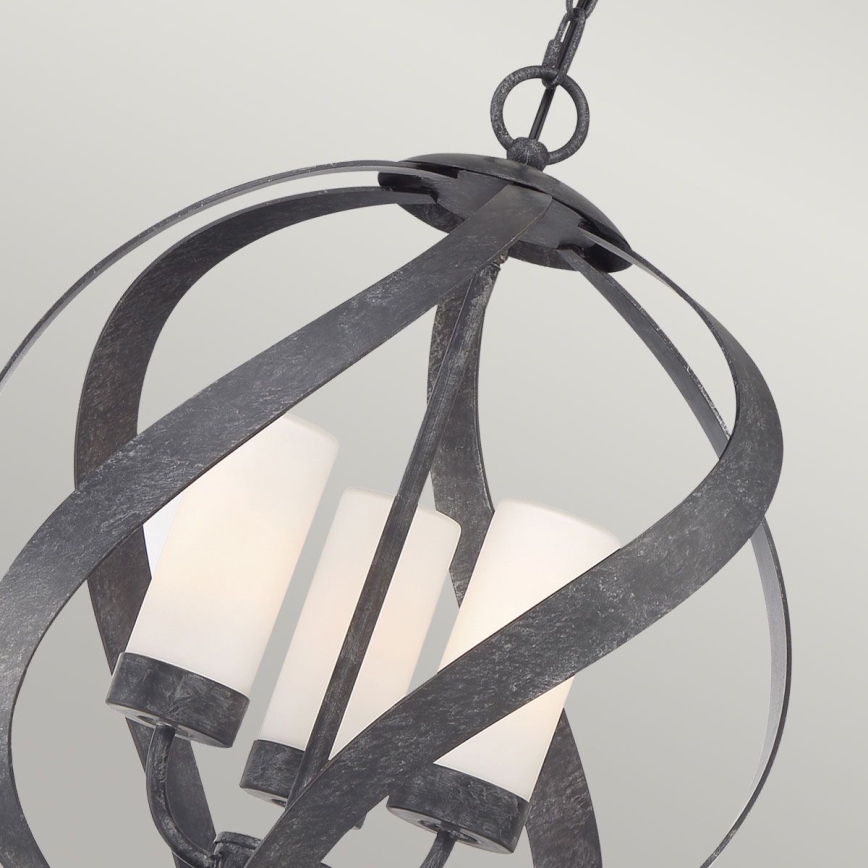 Quintiesse - Buitenhanglamp aan ketting BLACKSMITH 3xE14/40W/230V Ø 40,7 cm IP44 zwart