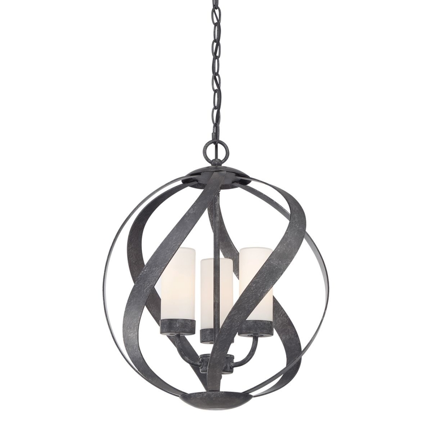 Quintiesse - Buitenhanglamp aan ketting BLACKSMITH 3xE14/40W/230V Ø 40,7 cm IP44 zwart
