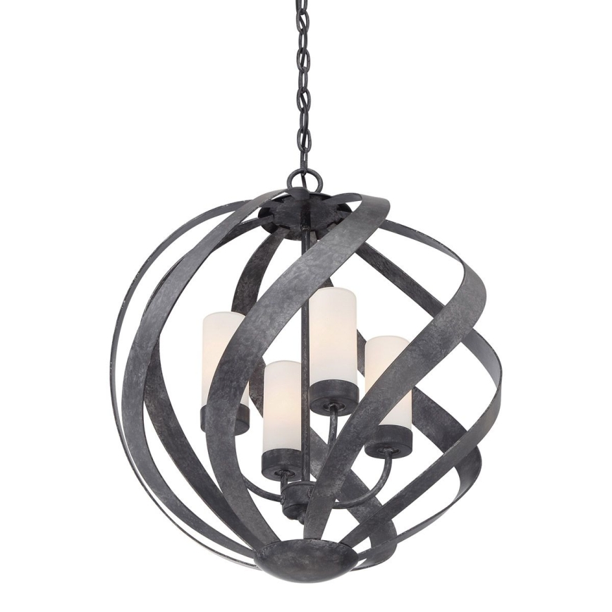 Quintiesse - Buitenhanglamp aan ketting BLACKSMITH 4xE14/40W/230V Ø 50,1 cm IP44 zwart