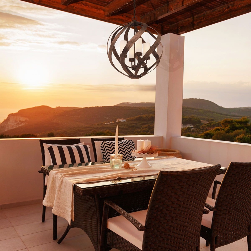 Quintiesse - Buitenhanglamp aan ketting BLACKSMITH 4xE14/40W/230V Ø 50,1 cm IP44 zwart