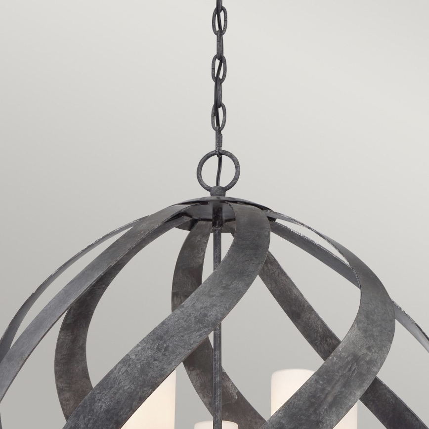 Quintiesse - Buitenhanglamp aan ketting BLACKSMITH 5xE14/40W/230V Ø 66,4 cm IP44 zwart