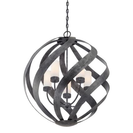 Quintiesse - Buitenhanglamp aan ketting BLACKSMITH 5xE14/40W/230V Ø 66,4 cm IP44 zwart