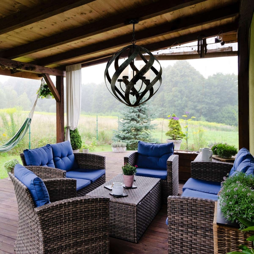 Quintiesse - Buitenhanglamp aan ketting BLACKSMITH 5xE14/40W/230V Ø 66,4 cm IP44 zwart