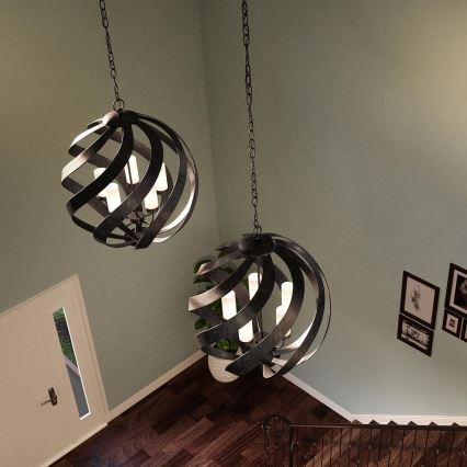 Quintiesse - Buitenhanglamp aan ketting BLACKSMITH 5xE14/40W/230V Ø 66,4 cm IP44 zwart