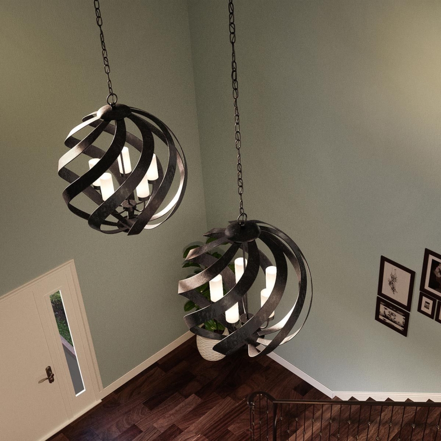 Quintiesse - Buitenhanglamp aan ketting BLACKSMITH 5xE14/40W/230V Ø 66,4 cm IP44 zwart