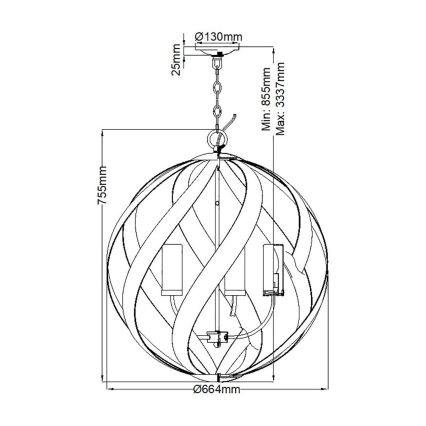 Quintiesse - Buitenhanglamp aan ketting BLACKSMITH 5xE14/40W/230V Ø 66,4 cm IP44 zwart