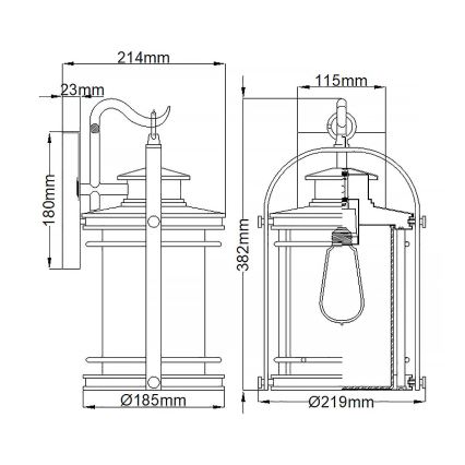 Quintiesse - Buitenwandlamp BOOKER M 1xE27/60W/230V IP44 mat chroom