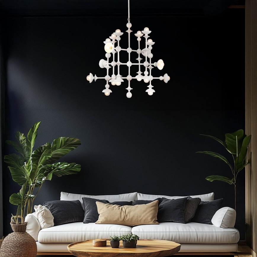 Quintiesse - Kroonluchter met stang CADENCE 18xE14/40W/230V, wit