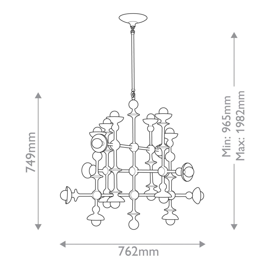 Quintiesse - Kroonluchter met stang CADENCE 18xE14/40W/230V, wit