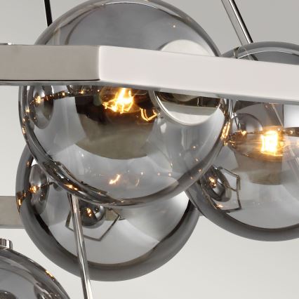 Quintiesse - Kroonluchter met staaf HARPER 7xE14/60W/230V Ø 81,3 cm glanzend chroom/gerookt glas