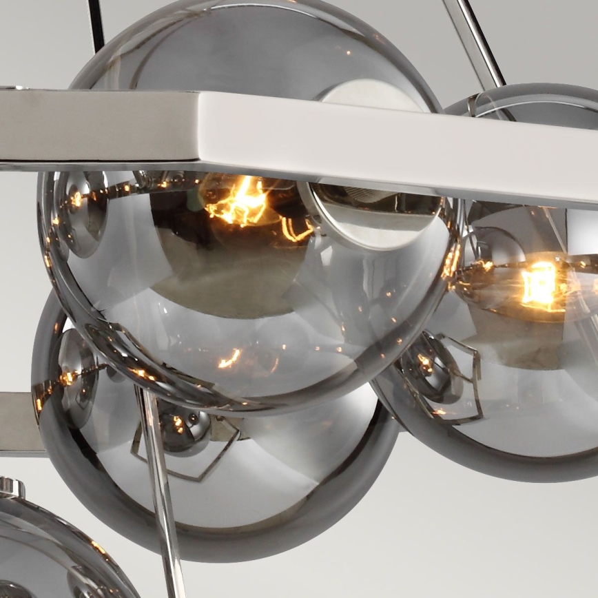 Quintiesse - Kroonluchter met staaf HARPER 7xE14/60W/230V Ø 81,3 cm glanzend chroom/gerookt glas