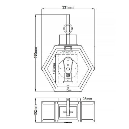 Quintiesse - Buitenwandlamp HEATH M 1xE27/60W/230V IP44 brons