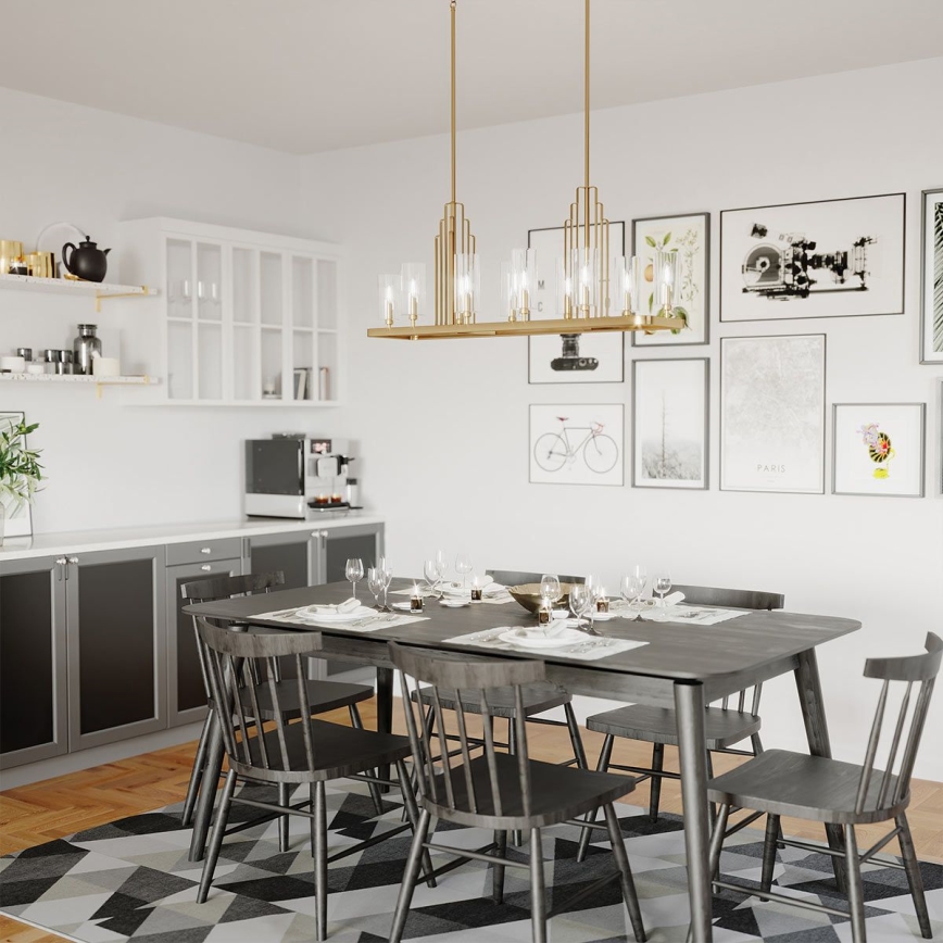 Quintiesse - Kroonluchter met stang KIMROSE 10xE14/40W/230V goudkleurig