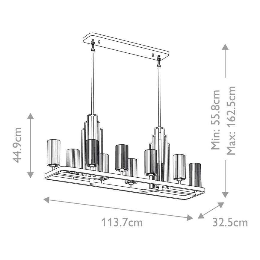 Quintiesse - Kroonluchter met stang KIMROSE 10xE14/40W/230V glanzend chroom